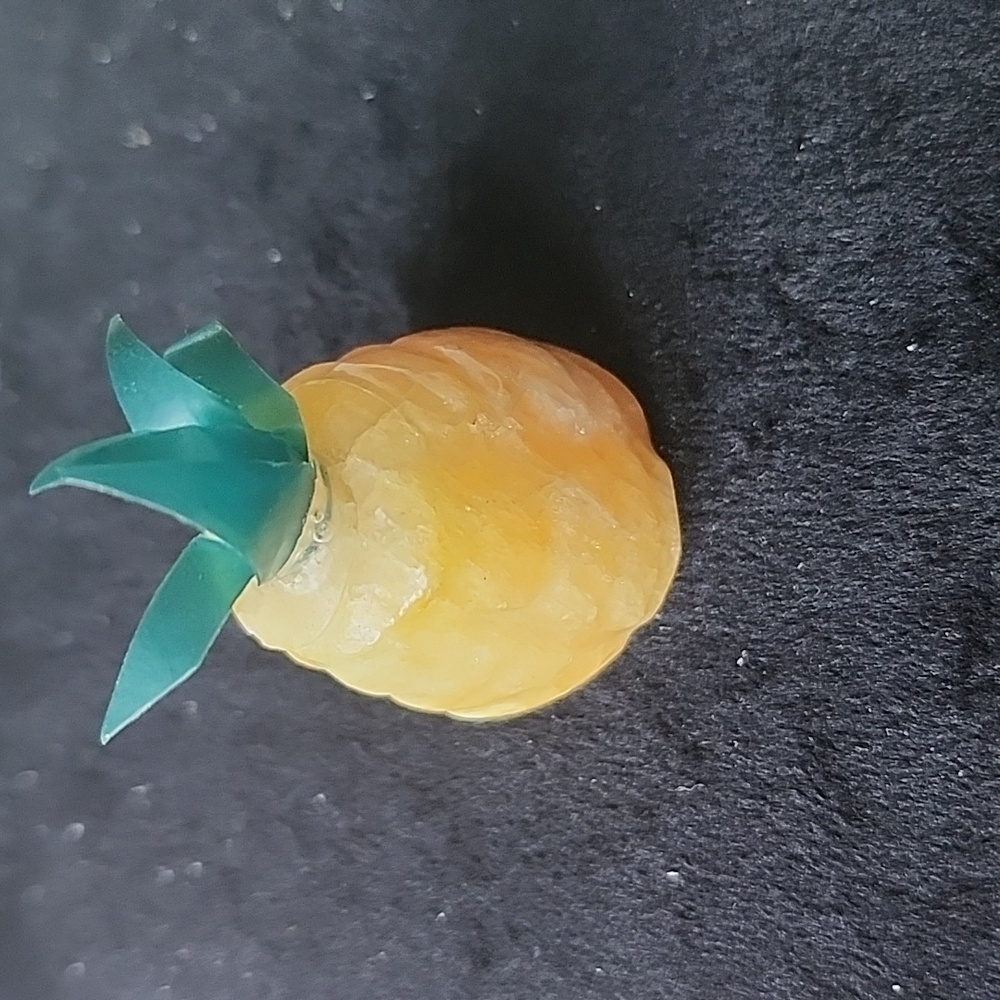 Vintage Carved Stone Pineapple Figurine Mini Tropical Decor Fruit Sculpture